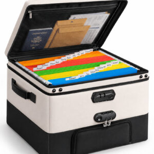 DEEGO Fireproof Document Box with 2 Locks, 10 Hanging File Folders Large-Capacity Family Filing System for Organizing Estate Planning, Emergency Preparedness and Home Office Important Document (Copy)